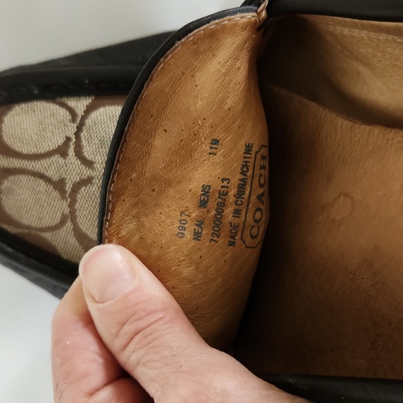 11 COACH mens loafers slip on brown C logo, driving moccasins,  loafers - Picture 9 of 9